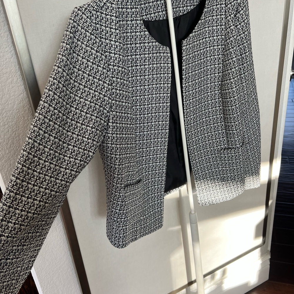 Karl Lagerfeld Black and White Blazer with Checkered Pattern